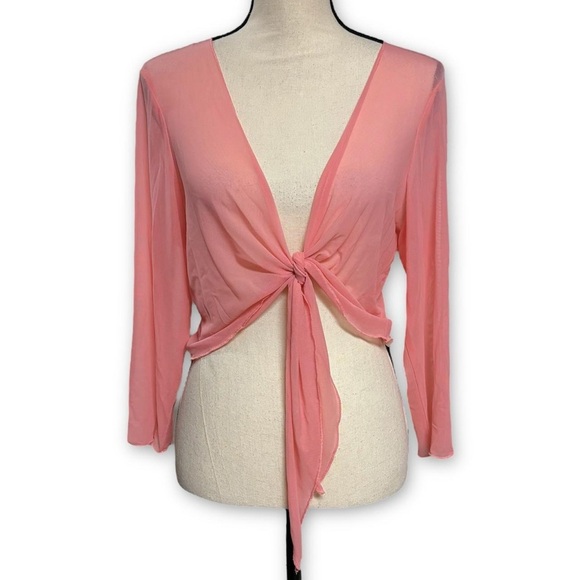 Connected Apparel Pink Tie-Front Top - Picture 1 of 4